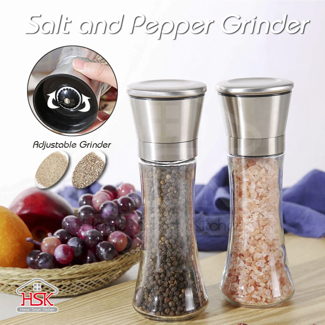 Manual Glass Bottle Spice Shaker Salt Pepper Grinder