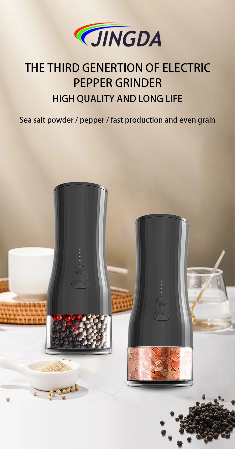 Custom USB Rechargeable Electronic Kitchen Spice Salt and Pepper Grinder Set Black Pepper Ultra Fine Powder Automatic Grinder Mill