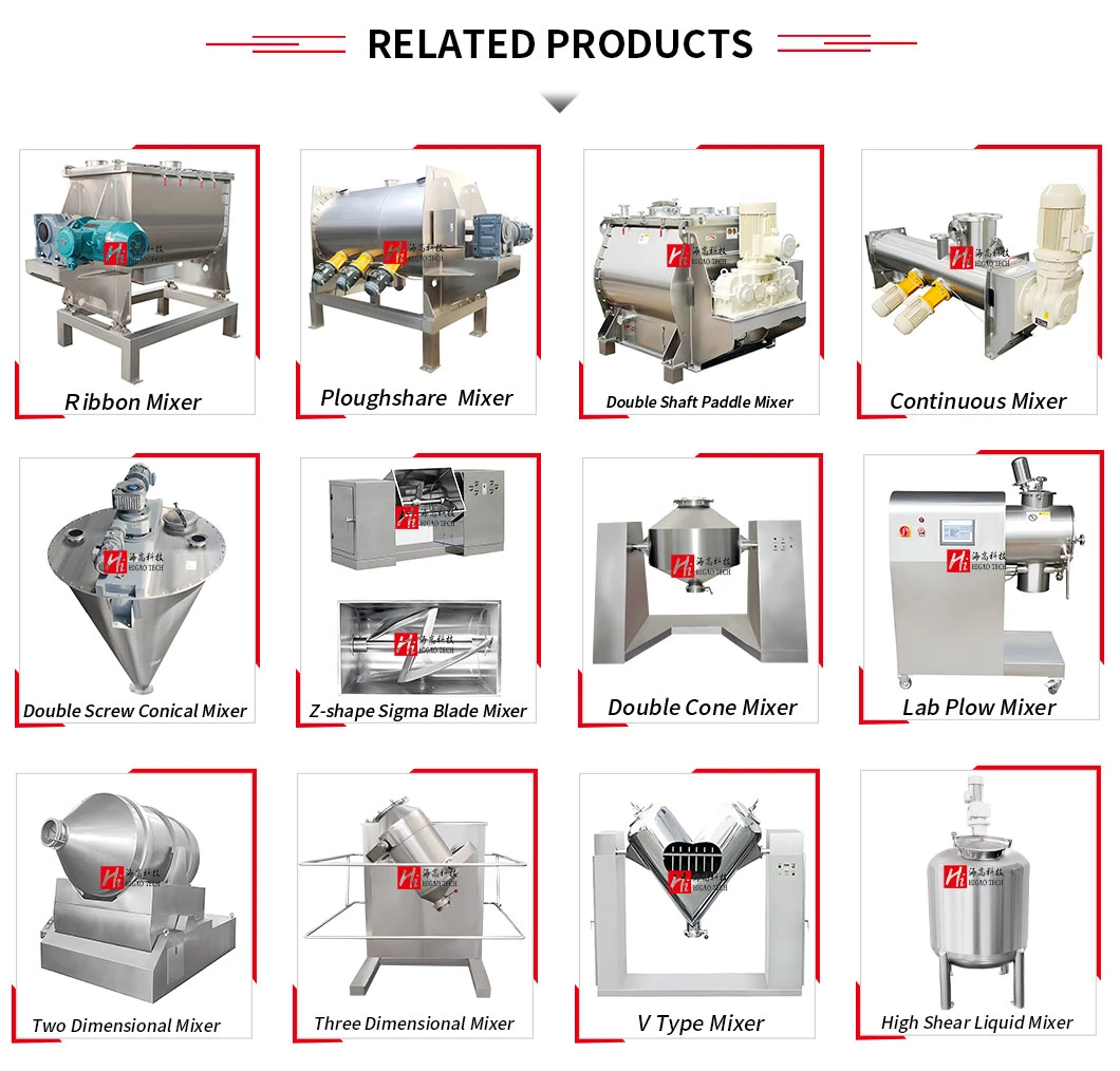 Industrial Sigma Plough Shear Paddle Conical 3D Feed Powder Ribbon Mixer