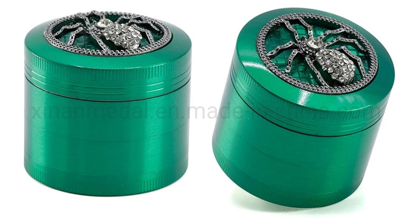 Wholesale 52mm 4 Layers Multi-Color Diamond Metal Spider Herb Grinder